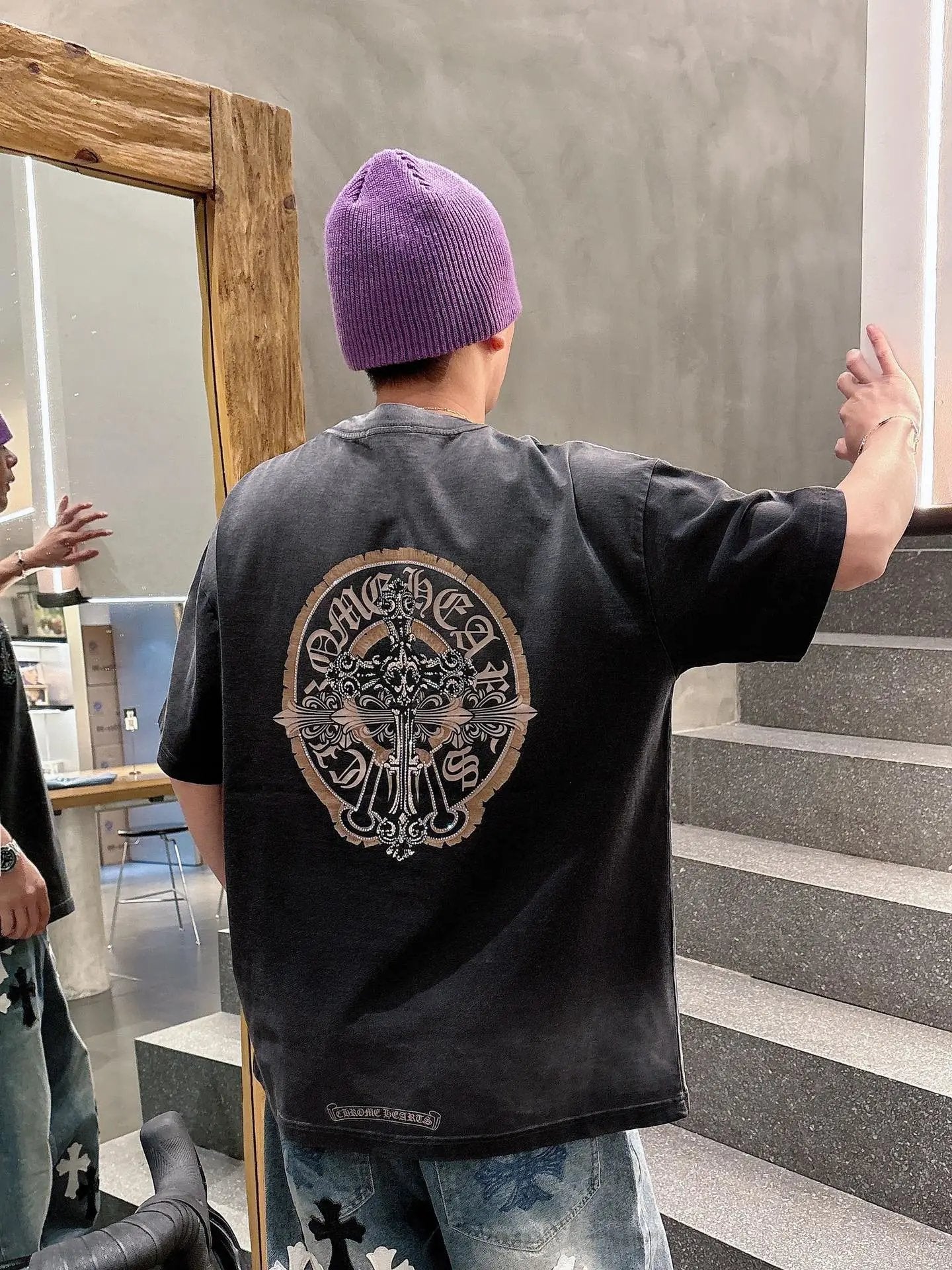 Chrome Hearts T-shirt Horseshoe Rhinestone Pattern Round Neck Short Sleeve25ss New Pure Cotton Unisex Style T T-shirt OS Loose Fit Base Shirt Half Sleeve T-Shirt Top Half Sleeve