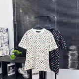 Louis Vuitton LV T-shirt New Dog Walking Series Colorful Digital Print logo round Neck Short Sleeve25ss New Pure Cotton Unisex Style T Casual T-Shirt Base Layer Shirt OS Loose Fit Half Sleeve Top Plus Size
