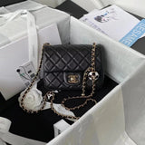 Chanel Women's Bag Top version 2022New23S Holiday Series New Flap Bag cf Football Style Square Fat Small Golden Balls Big mini Metal Ball Bag Famous Brand Women's Bag Shoulder Messenger Bag Chain Bag