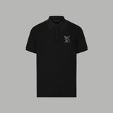 Louis Vuitton LV T-shirt Front Rhinestone Embellishment logo Letters POLO Shirt Lapel Short Sleeve25ss New Unisex Summer Short Sleeve OS Loose T Business Half Sleeve Shirt Plus Size T-Shirt