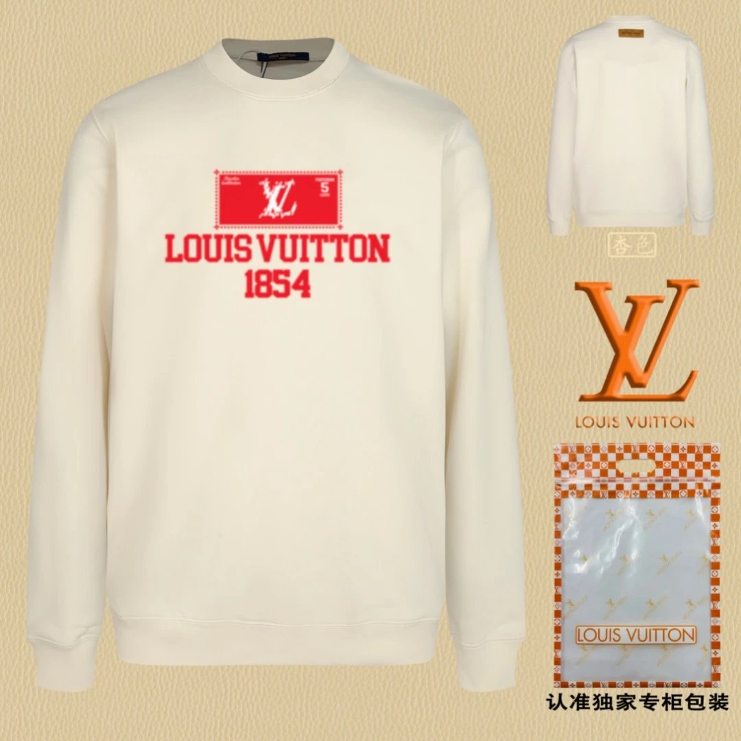 Louis Vuitton LV Hoodie Chest1854Printing logo Round Neck Sweatshirt Jacket Pullover Long Sleeve OS Unisex Sports Casual Loose Fit Base Shirt Top