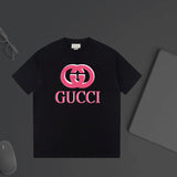 Gucci T-shirt Red 3D Double Chest G Letter Printing logo round Neck Short Sleeve25ss New pure cotton T Unisex T-Shirt OS Loose Fit Base Shirt Top Half Sleeve T-Shirt