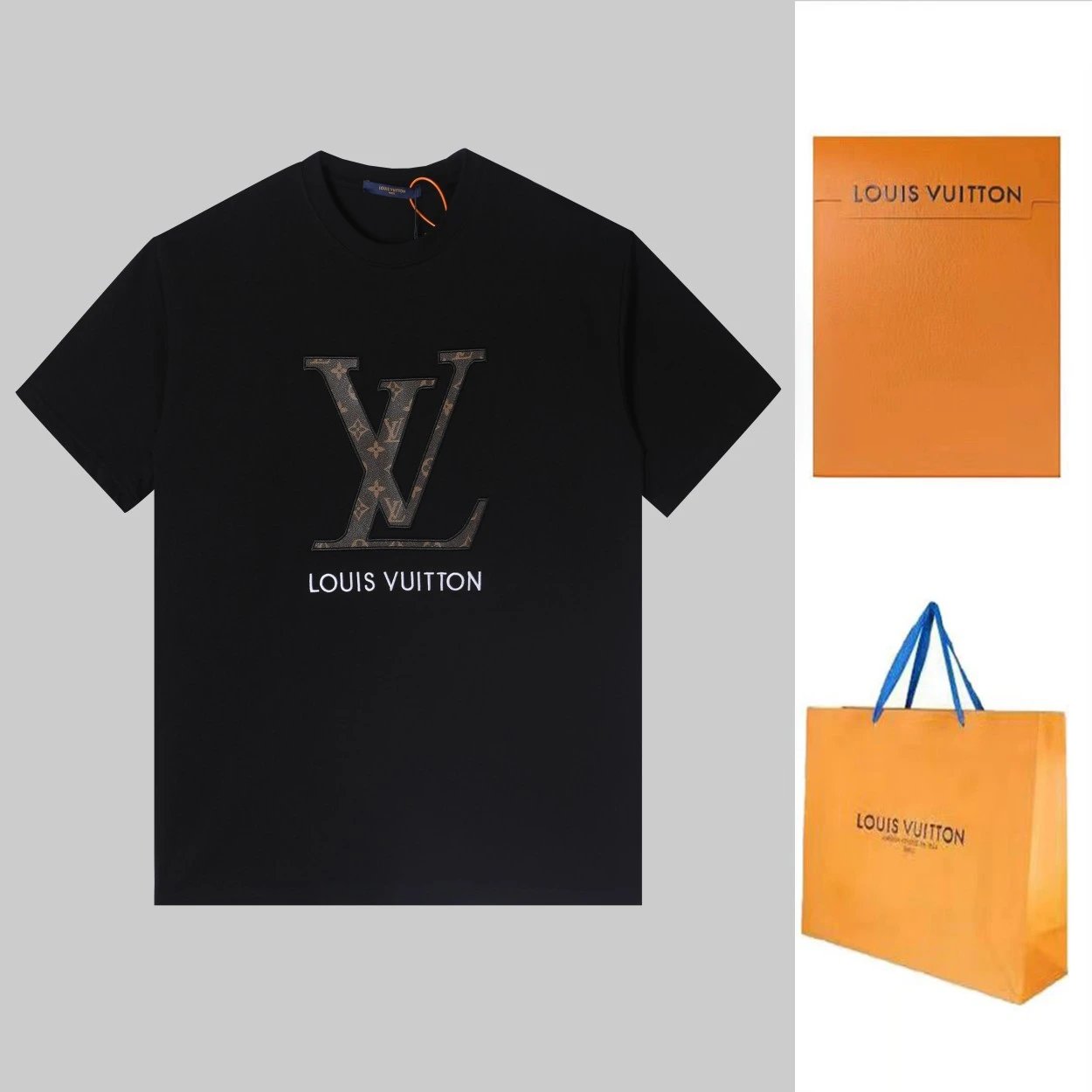 Louis Vuitton LV T-shirt Embroidered Leather on Chest logo round Neck Short Sleeve25ss New pure cotton T Unisex T-Shirt OS Loose Fit Base Shirt Top Half Sleeve T-Shirt