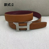Hermes Belt Top version Men's and Women's Leather Belt Double-Sided Belt Italy Imported Cowhide Leather Original Leather Pure Steel Buckle Palm Grain h Home Double h Buckle Jeans Button