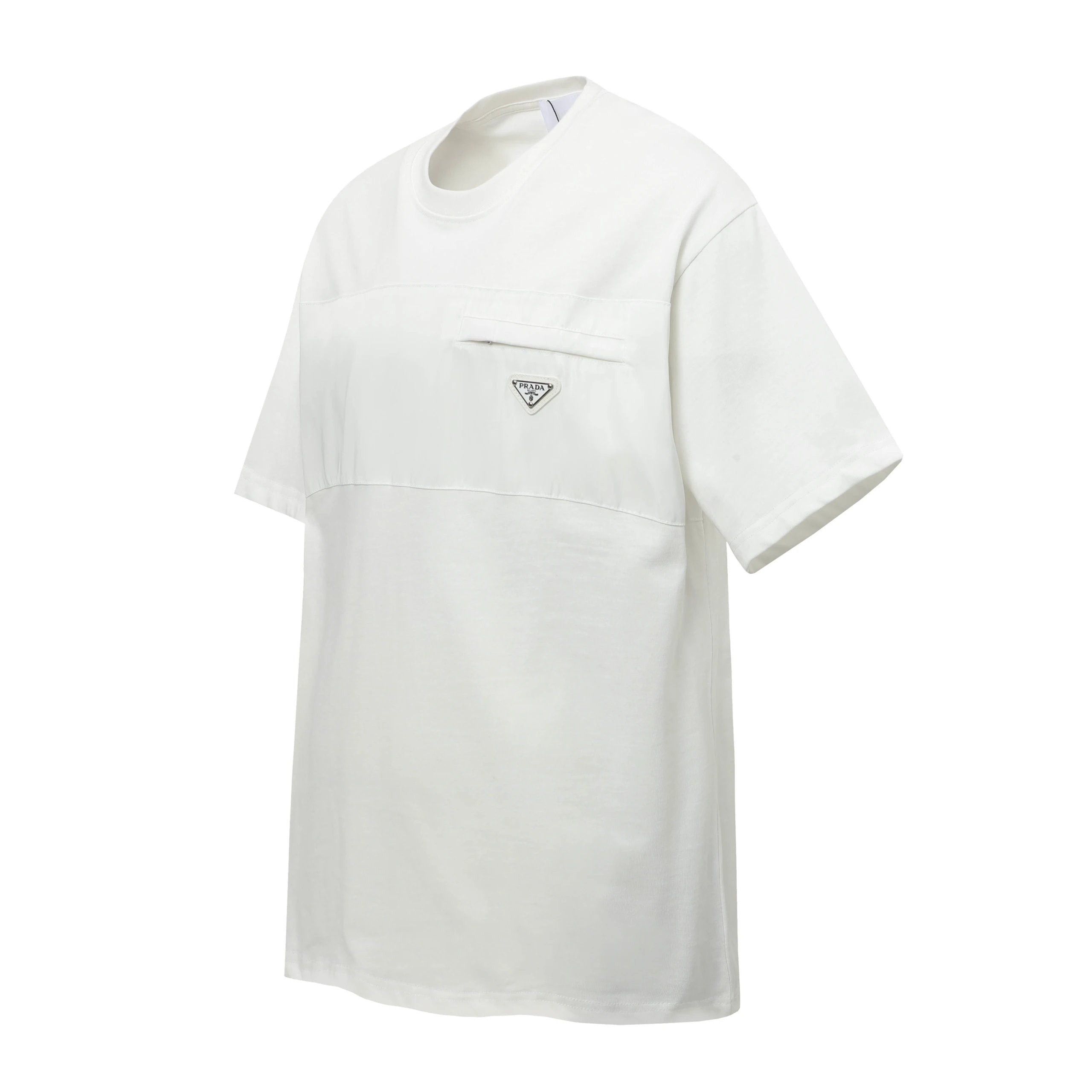 PRADA T-shirt Front Metal Letter Triangle Badge logo round Neck Short Sleeve25ss New Pure Cotton Unisex Style T T-shirt OS Loose Fit Base Shirt Top Half Sleeve T-Shirt