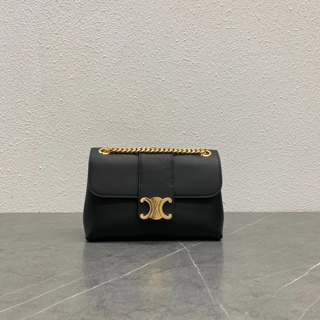 Celine women's bag Top version 【Super Original Leather High Version】24New Women's Bag VICTOIRE Handbag Iconic Metal TRIOMPHE Lock Arc De Triomphe Victory Bag victoire Chain Bag