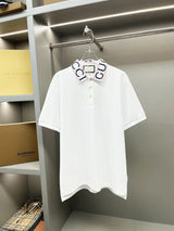 Gucci T-shirt Neckline Letters logo Embroidery POLO Shirt Lapel Short Sleeve25ss New Unisex Style OS Loose T Summer Half Sleeve Business Shirt Plus Size T-Shirt
