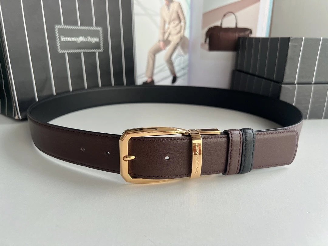 Zegna Belt Top version Original Imported Calf Leather Belt for Business Men Pant Belt3.5CM Belt Double-Sided Dual-Use Men's Needle Belt Suitable for Men's Business Double-Sided Cowhide Classic Belt Gift Box Packaging Ferragamo Montblanc Kuqi