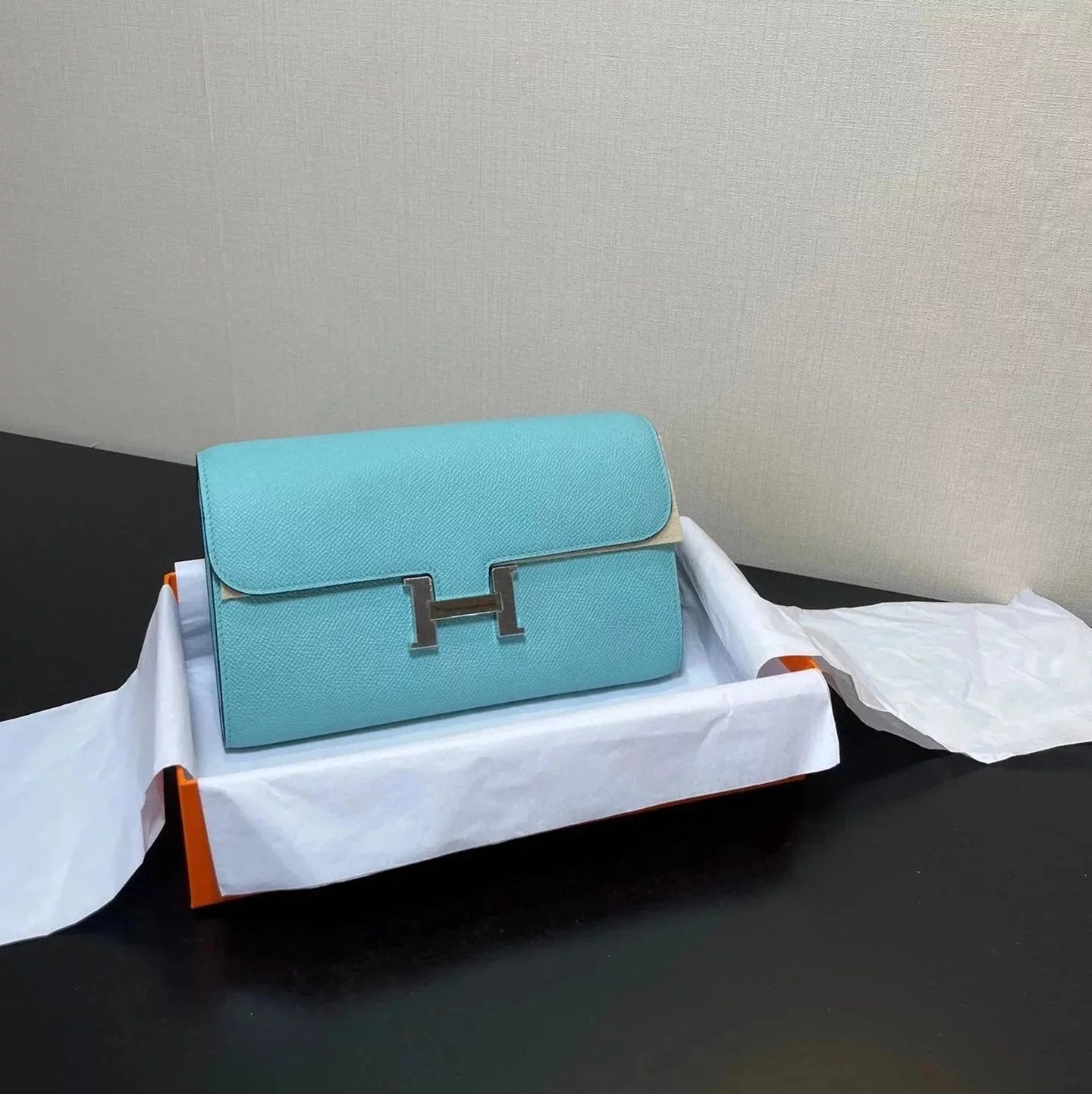 Hermes women's bag Top version New Kangkang Women's Bag epsom Leather Palm Print ConstanceToGoWoc Shoulder Crossbody Handbag Clutch Long Long Purse Wallet Dinner Bag