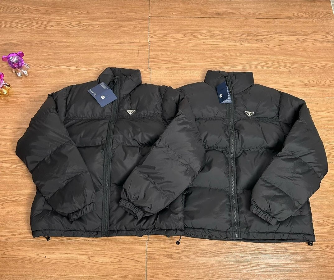PRADA Jackets Classic High Street Windproof Waterproof Down Jacket Cotton Coat Unisex Winter Warm Sports Casual Loose Versatile Outerwear