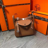 Hermes men's bag Top version 【H Handmade】2020Imported Calfskin Pure Hand Lindy Bag Doctor Bag Shoulder Handbag Medical Box Minilindy19cm26cm Women's Bag