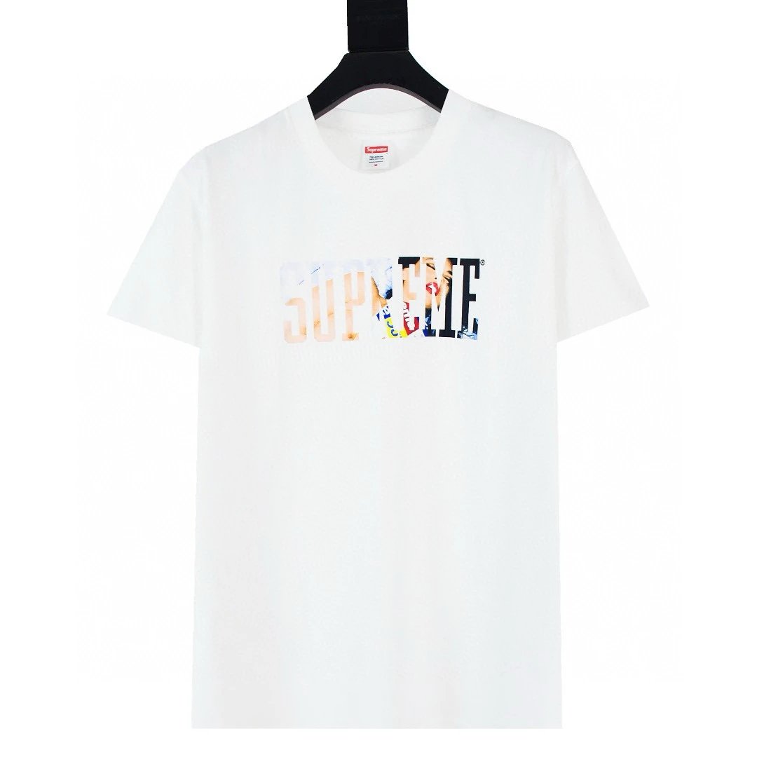 Supreme T-shirt Top Version Counter Same Style Cotton Short Sleeve T T-shirt Men's and Women's Loose Summer Base Casual Half Sleeve