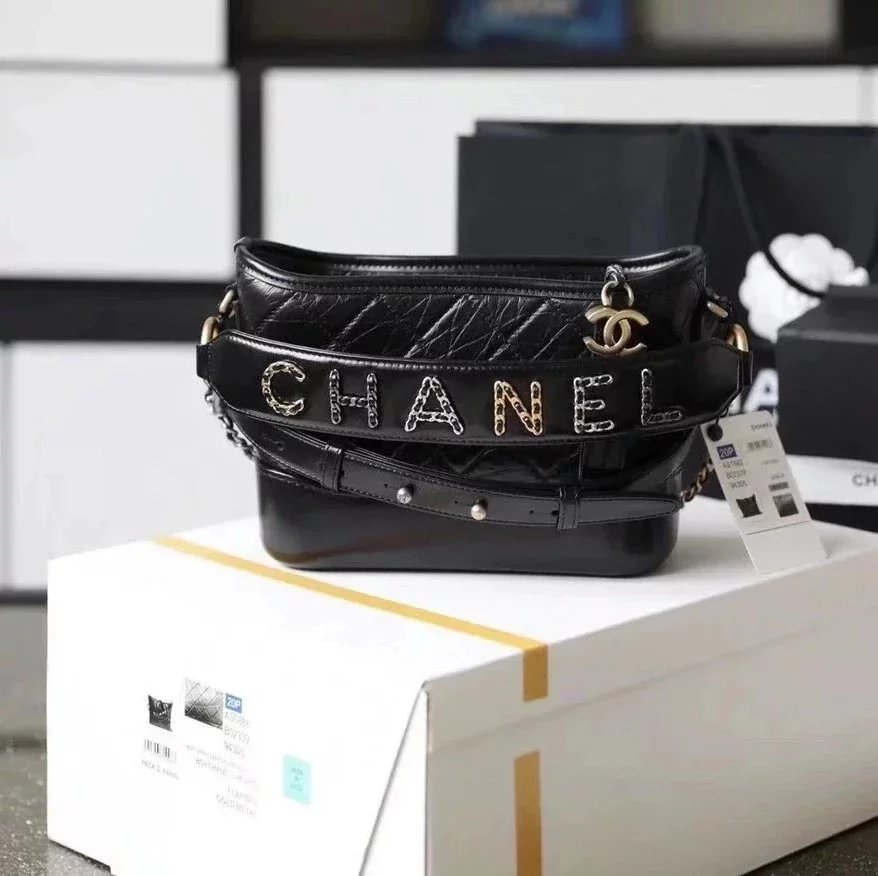 Chanel Women's Bag Top version 【Original Leather】Gabrielle Hobo Bag Letter Color Matching Large Shoulder Strap Diamond Plaid Original Leather Handbag Shoulder Bag Messenger Bag Hobo Bag Women's Bag