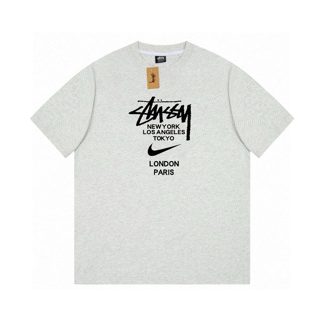 Stussy T-shirt Top Version Joint Short Sleeve T T-shirt Spring and Summer Classic Parade round Neck Half Sleeve Men and Women Couple