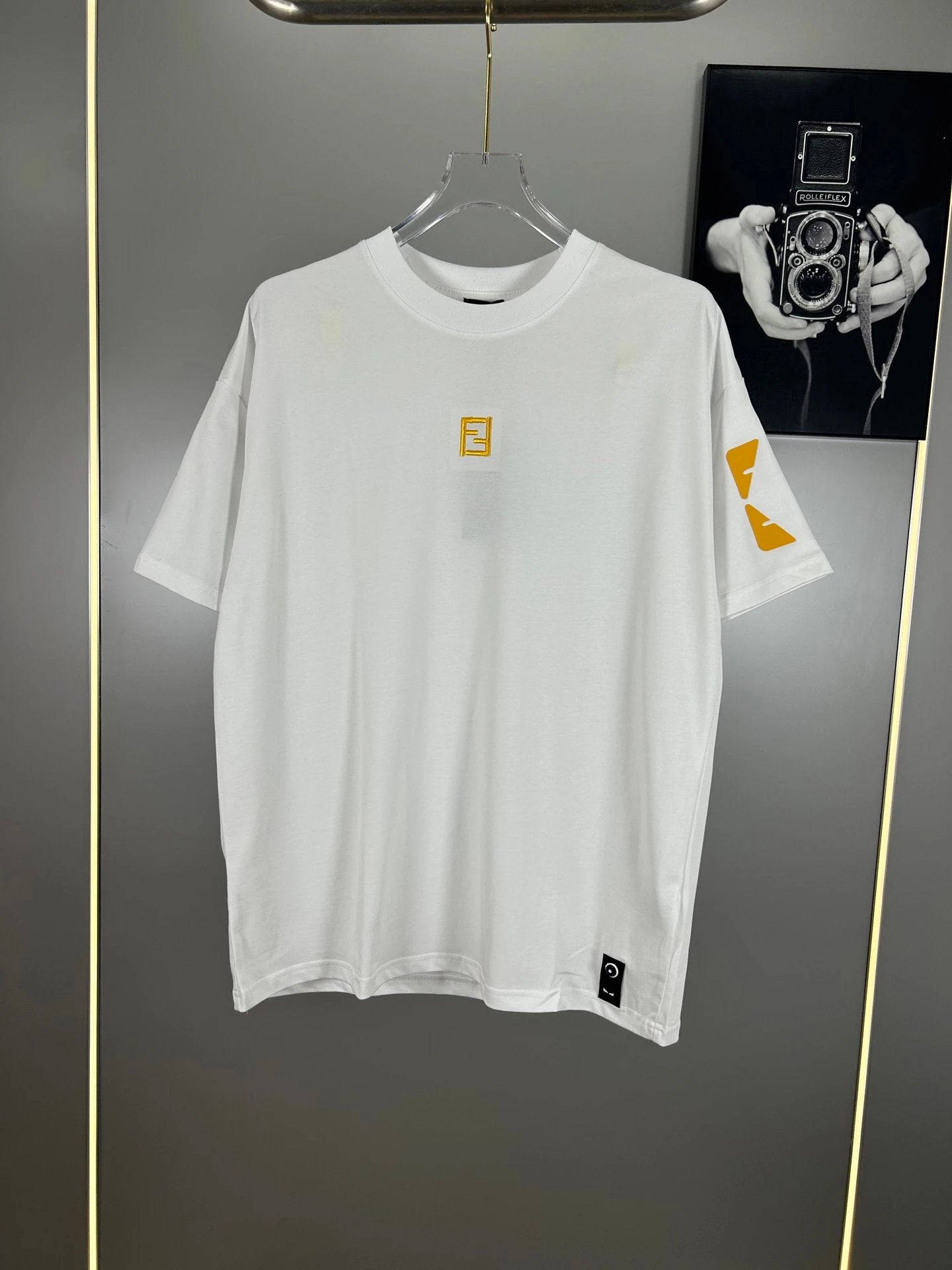 FENDI T-shirt Double-breasted F Letter Embroidery logo round Neck Short Sleeve25ss New Pure Cotton Unisex Style T T-shirt OS Loose Fit Base Shirt Half Sleeve T-Shirt Top Half Sleeve