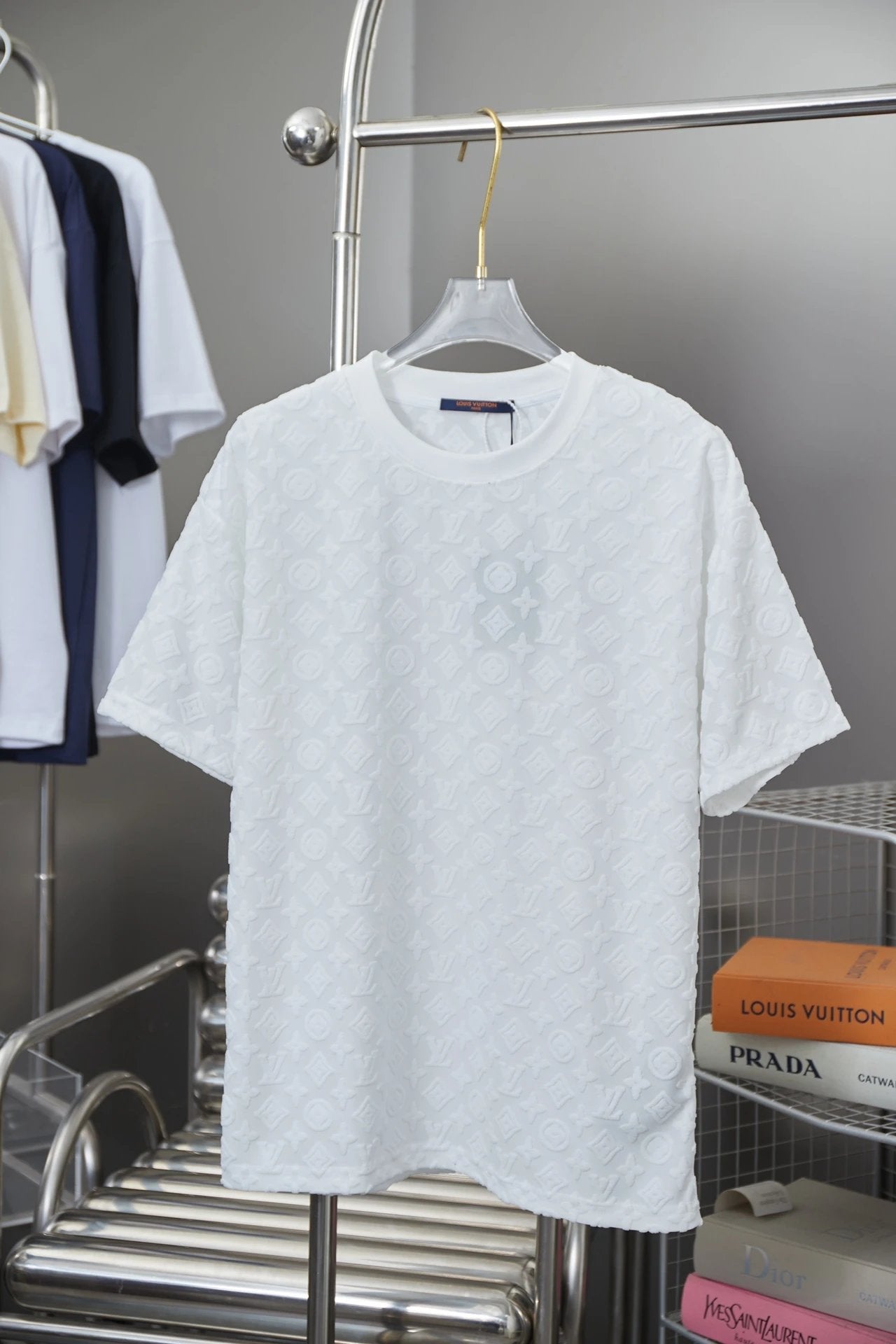 Louis Vuitton LV T-shirt 25SS Early Spring New Classic logo Jacquard Full Print Round Neck Short Sleeve Pure Cotton Unisex T T-shirt OS Loose Fit Base Shirt Short Sleeve Top T-Shirt