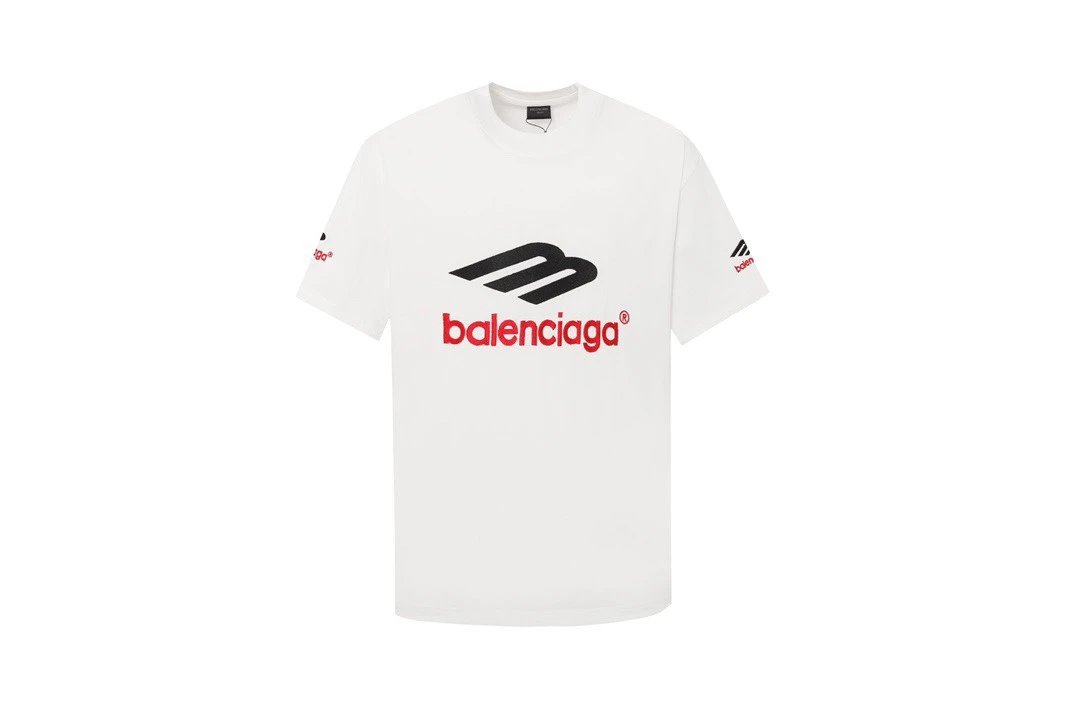 Balenciaga T-shirt M Label LOGO Embroidered Crew Neck Short Sleeve Pure Cotton T Unisex T-Shirt OS Loose Fit Base Shirt Summer New Casual Simple T-Shirt
