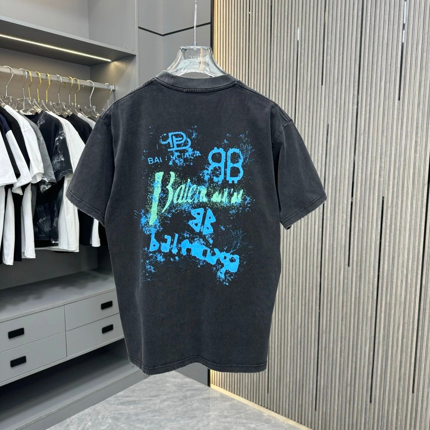 Balenciaga T-shirt Front and Back Color-Printed Letter Direct Injection Printing logo round Neck Short Sleeve25ss New pure cotton T Unisex T-Shirt OS Drop Shoulder Loose Fit Base Shirt Top T-Shirt Short Sleeve