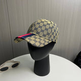 Gucci Hat Full Jacquard Print logo Baseball Cap Sunshade Sun Protection Duckbill Cap Slimming Face Curved Brim Versatile Large Head Circumference Sports Hat Unisex Couple Style