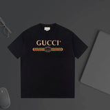 Gucci T-shirt Classic Chest Tape Letter Print logo round Neck Short Sleeve25ss New pure cotton T Unisex T-Shirt OS Loose Fit Base Shirt Top Half Sleeve T-Shirt