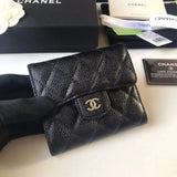 Chanel Wallet Top version 【Original Leather】Small Ladies Wallet Three-Fold Wallet Short Wallet Caviar Cowhide Imported Sheepskin Women's Wallet