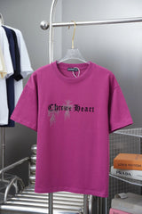 Chrome Hearts T-shirt Early Spring New Style Horseshoe Flocking Print Rhinestone Round Neck Short Sleeve Pure Cotton Unisex T T-shirt OS Loose Fit Base Shirt Short Sleeve Top T-Shirt