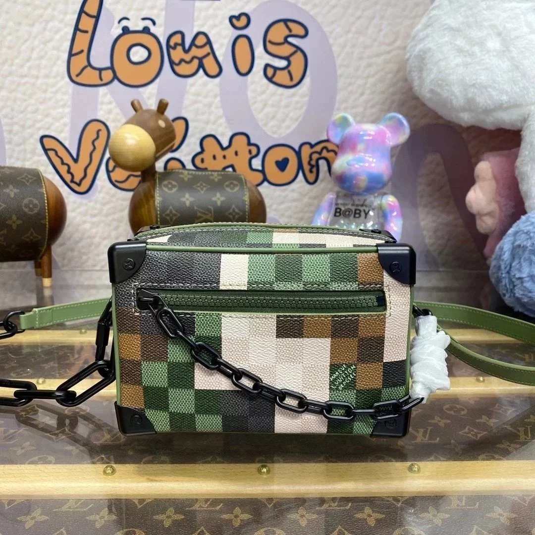 Louis Vuitton LV Men's Bag Top version New【Original Version】M24581Box Bag Men's and Women's Bags MiniSoftTrunk Handbag Camouflage Box Bag Shoulder Bag Crossbody Handbag Messenger Men's Bag Chain Bag Men's Bag Camera Bag Messenger Women Bag Men's Bag Soft
