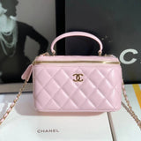 Chanel Women's Bag Top version 【Surrogate Shopping Edition】Nair New2022New mini Box Bag Cosmetic Bag Small Handbag Cowhide Chain Crossbody Bag Shoulder Bag Small Bag with Mirror Lipstick Pack