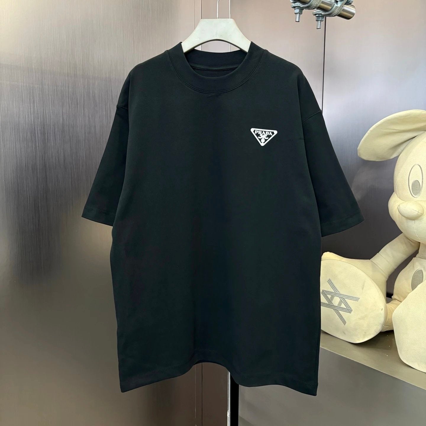 PRADA T-shirt Chest Triangle Mark Letter Embroidery logo round Neck Short Sleeve25ss New pure cotton T Unisex T-Shirt OS Loose Fit Base Shirt Top Half Sleeve T-Shirt