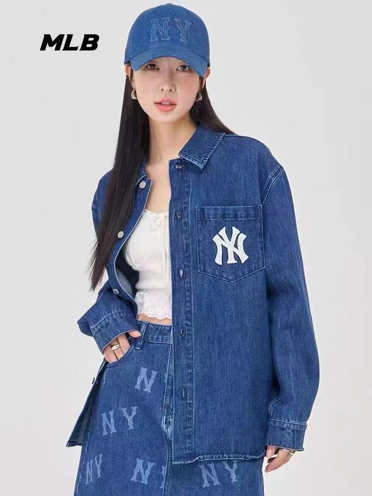 MLB Jackets Top Version Men and Women Couple Casual Wild Presbyopic Denim Shirt Jacket24Spring New