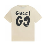 Gucci T-shirt Back with Large Letter Print logo round Neck Short Sleeve25ss New pure cotton T Unisex T-Shirt OS Drop Shoulder Loose Fit Base Shirt Top T-Shirt Short Sleeve