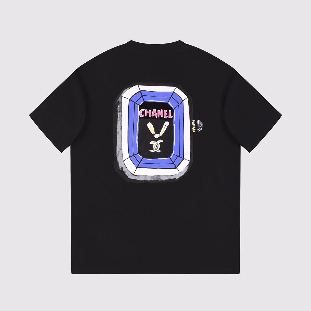 Chanel T-shirt Short Sleeve T T-shirt Hand-Painted Plate Graffiti Short Sleeve Customized Dyed Heavy Weight260g Original Fabric