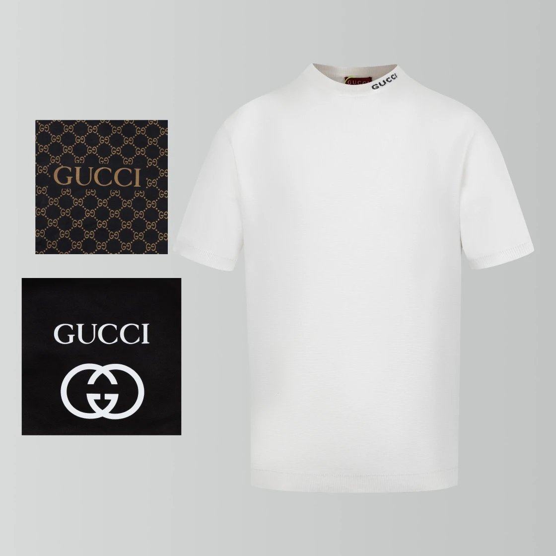 Gucci T-shirt Round Neck Short Sleeve Knit Sweater Round Neck Short Sleeve25ss New Unisex Style T T-shirt OS Loose Fit Base Shirt Casual Top Short Sleeve T-Shirt