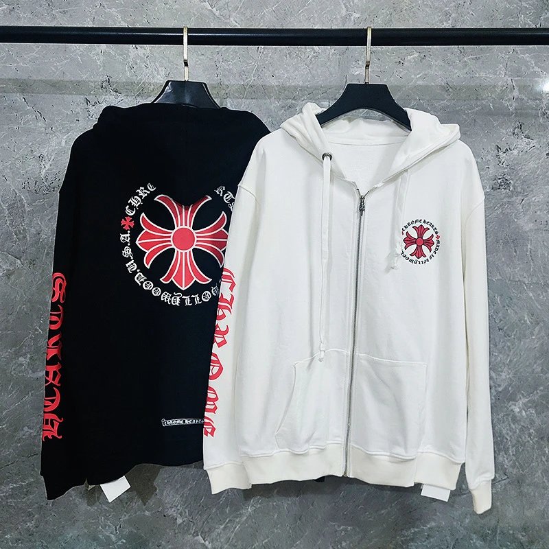 Chrome Hearts Hoodie Correct Version Red Cross Sanskrit Letter Flower Arm Horseshoe Sweater Men Hoodie Jacket