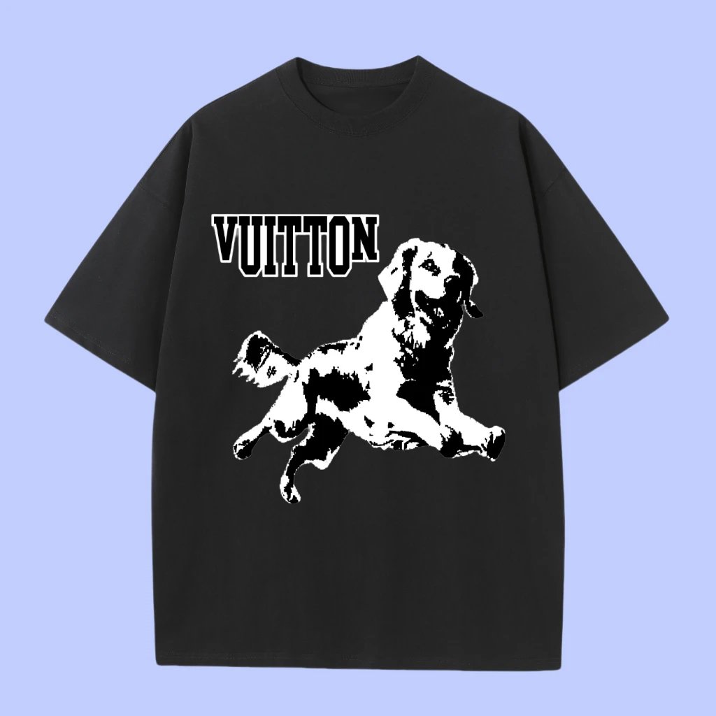 Louis Vuitton LV T-shirt Chest Dog Pattern Print logo round Neck Short Sleeve25ss New Pure Cotton Unisex Style T T-shirt OS Loose Fit Base Shirt Half Sleeve T-Shirt Top Half Sleeve