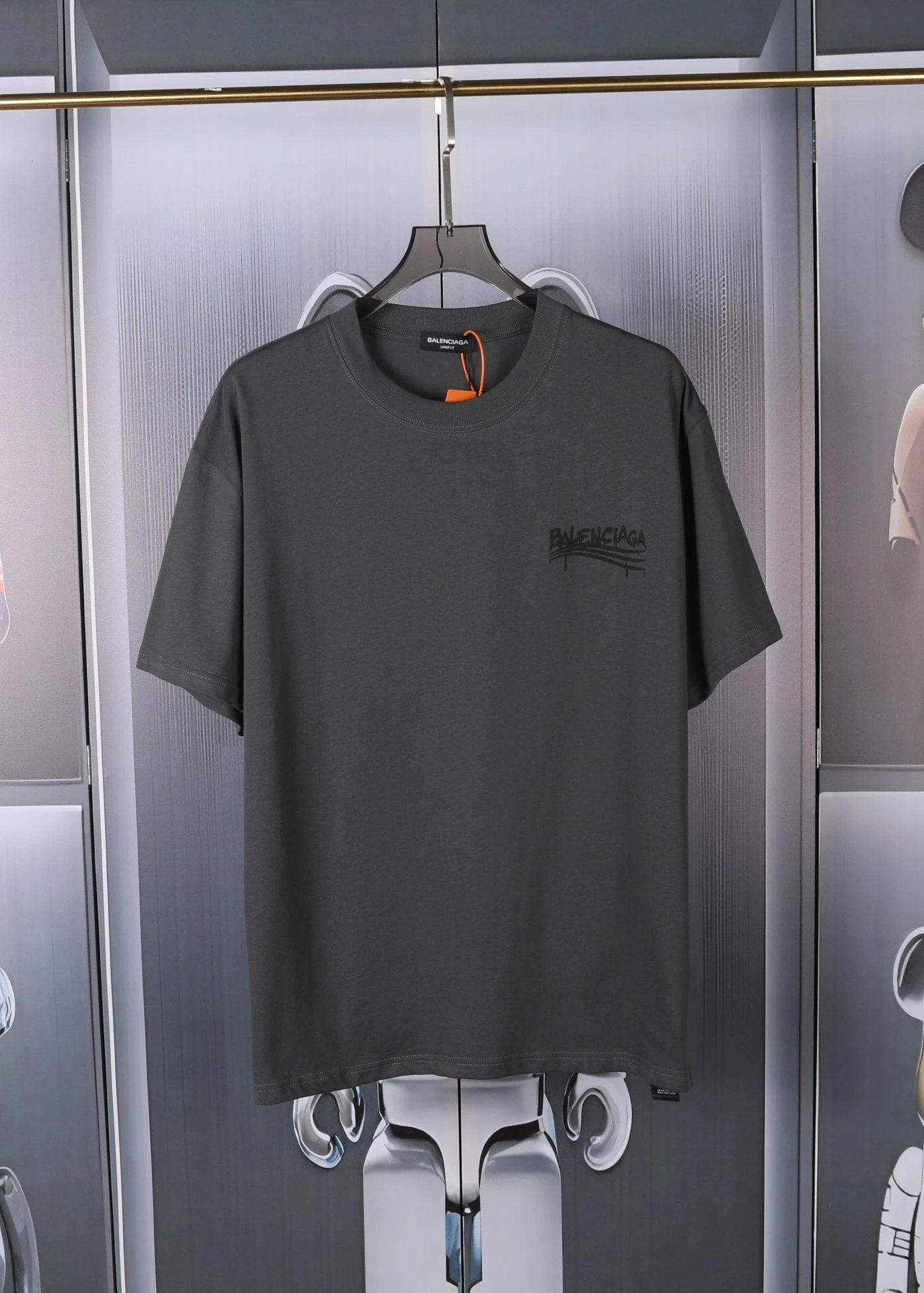 Balenciaga T-shirt Back Graffiti logo round Neck Short Sleeve25ss New Pure Cotton Unisex Style T T-shirt OS Loose Fit Base Shirt Short Sleeve T-Shirt Top