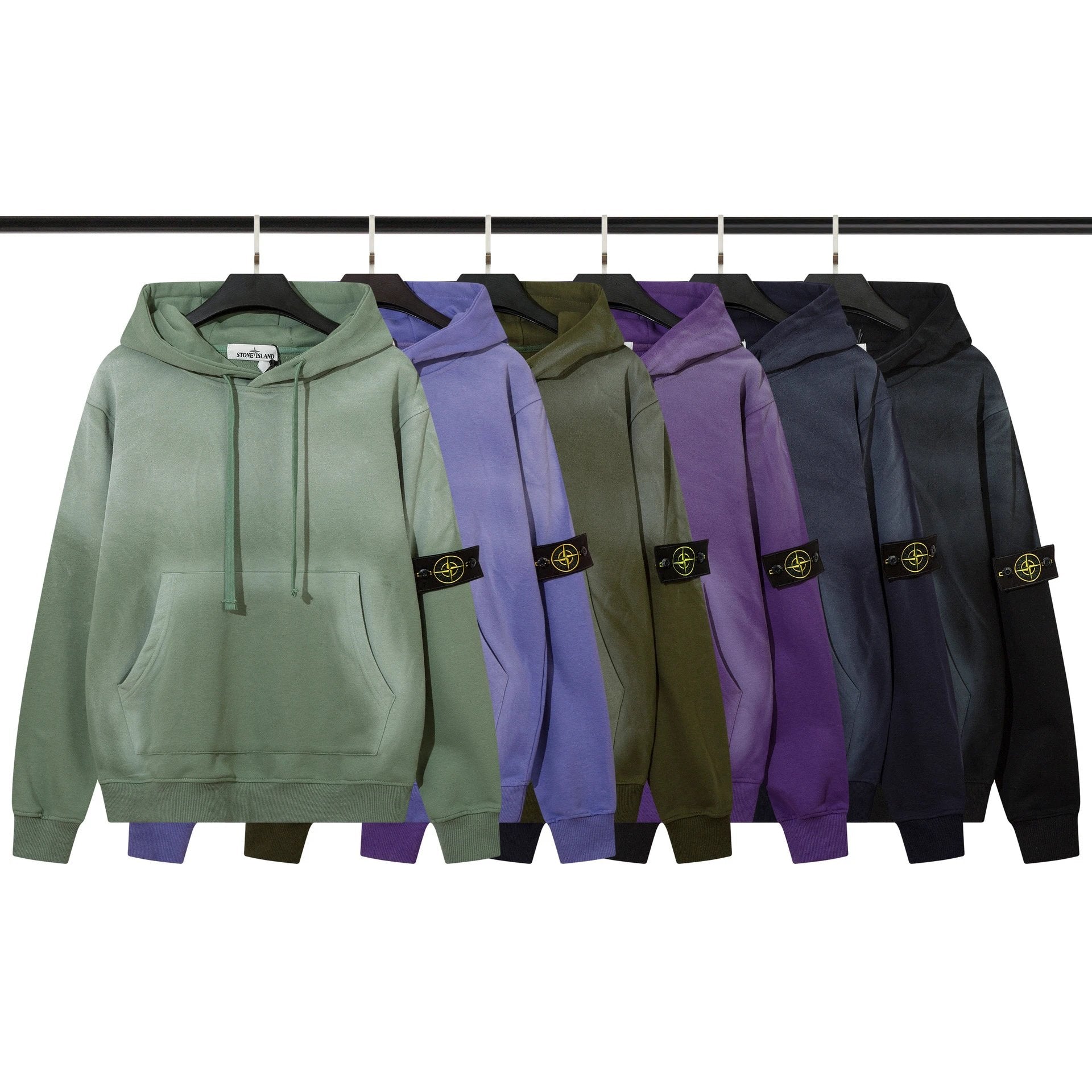 Stone Island Hoodie American Fashion Brand High Street Armband Zipper Stone Cardigan Sweater Hooded Sports Leisure Couple Coat Pure Cotton