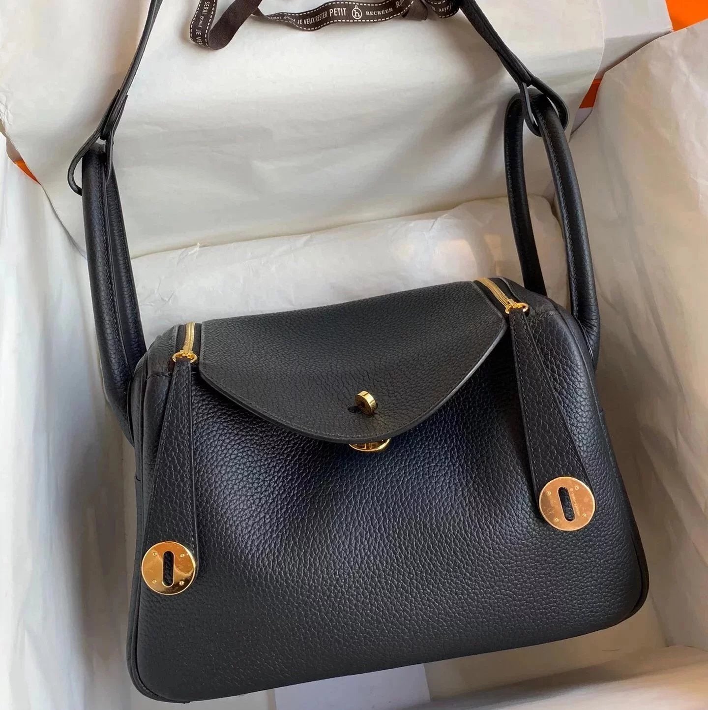 Hermes men's bag Top version 【H Handmade】2020Imported Calfskin Pure Hand Lindy Bag Doctor Bag Shoulder Handbag Medical Box Minilindy19cm26cm Women's Bag