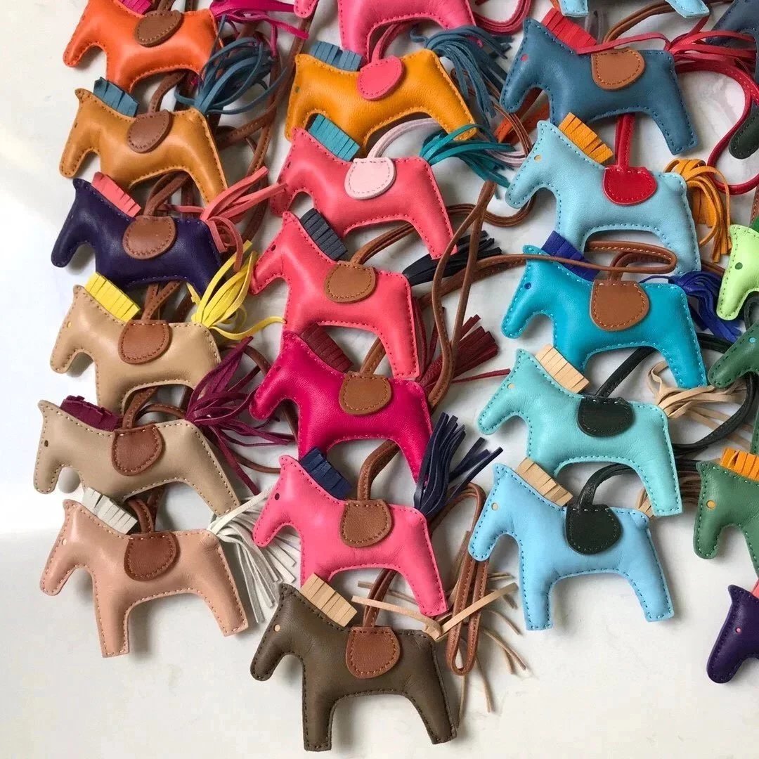 Hermes women's bag Top version Export Order Maximum Version！Rodeo Classic Hand-Stitched Sheepskin Pony Pendant PM Small Size Bag Ornaments Car Pendant