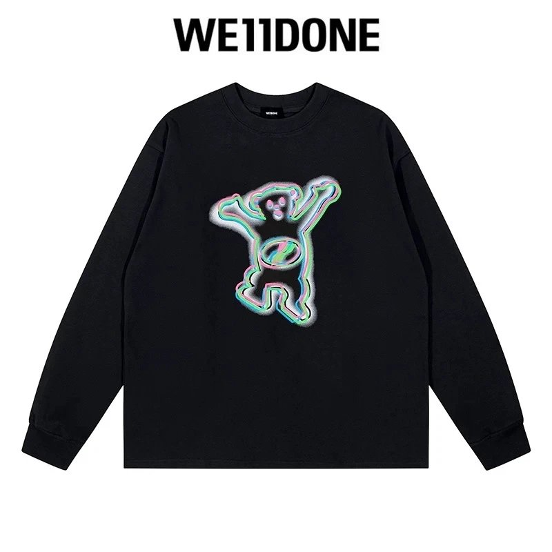 We11done Hoodie Top Version Zhao Lusi Yang Mi Long Sleeve T T-shirt Color Graffiti Letters Gradient Spring and Autumn