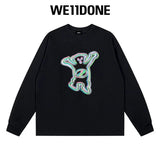 We11done Hoodie Top Version Zhao Lusi Yang Mi Long Sleeve T T-shirt Color Graffiti Letters Gradient Spring and Autumn