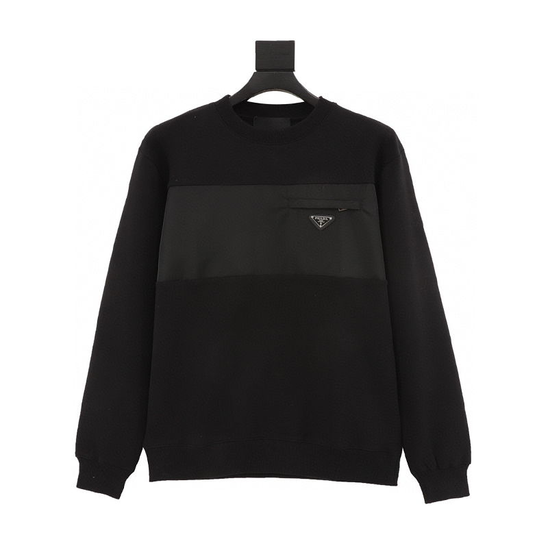 PRADA Hoodie  Stitching Zipped round Neck Sweater for Men and Women