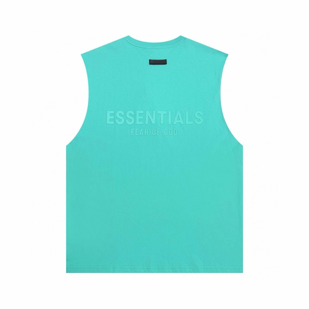 ESSENTIALS T-shirt Top Version American Couple20Double Line Letter Silicone Vest Bottoming Shirt Fashion