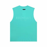 ESSENTIALS T-shirt Top Version American Couple20Double Line Letter Silicone Vest Bottoming Shirt Fashion