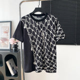 Louis Vuitton LV T-shirt Full-body Old Flower Knit logo round Neck Short Sleeve25ss New pure cotton T Unisex T-Shirt OS Drop Shoulder Loose Fit Base Shirt Top T-Shirt Short Sleeve