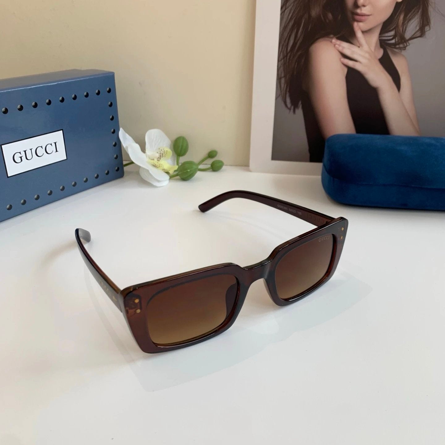 Gucci Sunglasses Gold Label Letter Temple Sunglasses Slimming Non-Prescription Unisex Couple Style Driving Beach Fishing UV Protection25ss New Sports Casual Versatile