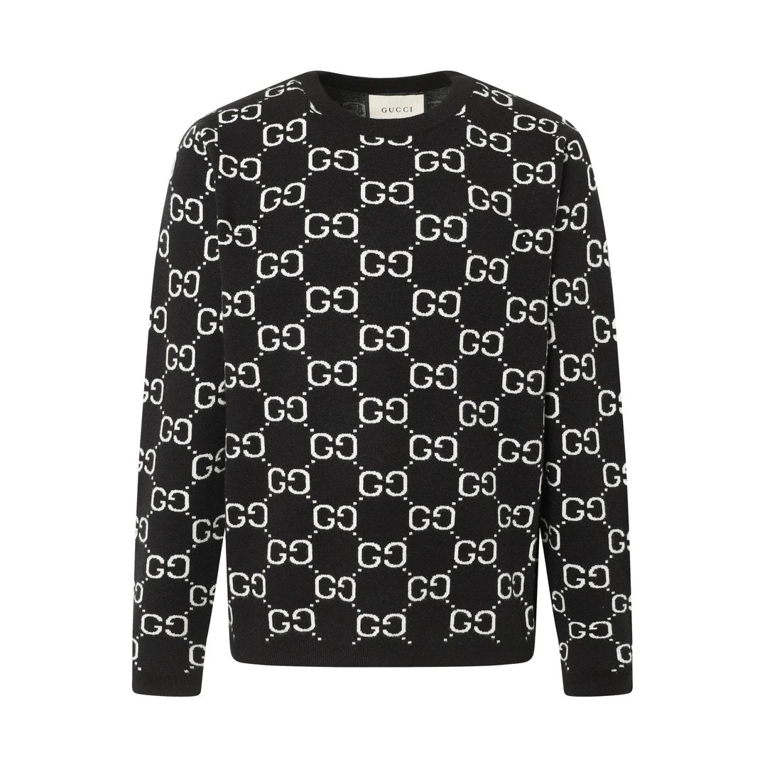 Gucci Sweater Full logo Knitted round Neck Sweater Long Sleeve Thicken Lazy Style OS Loose Fit Unisex Top Jacket Versatile Casual Wearable Inside and Outside