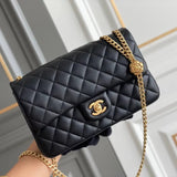 Chanel Women's Bag Top version Surrogate Shopping Version Handmade Workshop New23P Camellia Adjustable Buckle Golden Balls Square Fat Man CF Flap Bag Chain Bag Lamb Leather Bag Camellia Metal Beads Chain Bag23ss Wind Camellia Series Flap Bag Summer Hot Sa