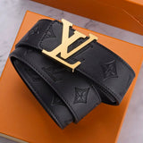 Louis Vuitton LV Belt Belt Men's Light Luxury Cowhide Pant Belt Big Brand High-Grade Fine Steel Letter Buckle Business Casual All-Match Genuine Leather Belt