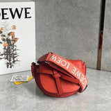 LOEWE Women's Bag Top version 【Counter Version Original Leather】Send a Full Set of Packaging Loew New Mini Letter Wide Shoulder Strap Saddle Bag GateDual Saddle Bag Women's Bag Retro Horseshoe Bag